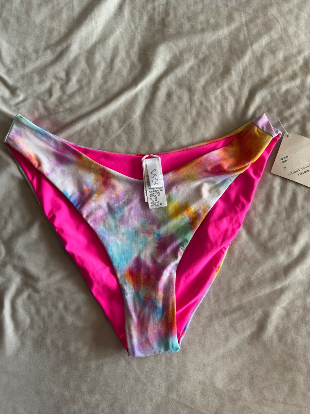 Tie-Dye Pink High-Cut Bikini Bottom